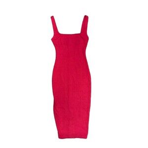 NWT Akira Red Bodycon Midi Dress Square Neck Small Womens Cocktail Party…